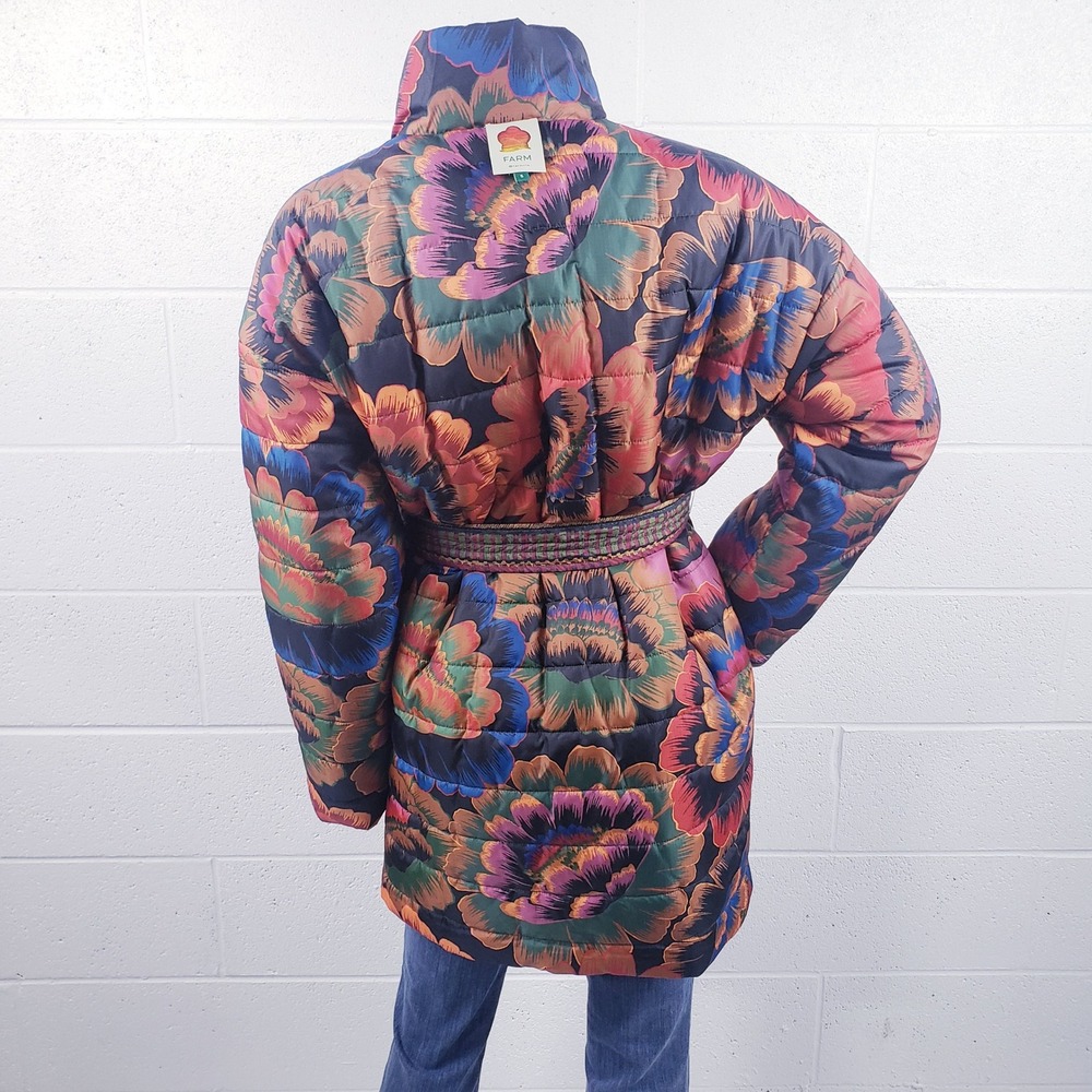 Farm Rio Reversible Puffer Jacket Patchwork Flora… - image 4